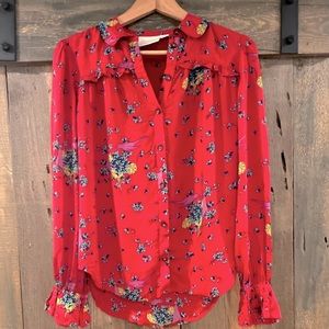 Anthropologie Maeve floral/bird blouse 2